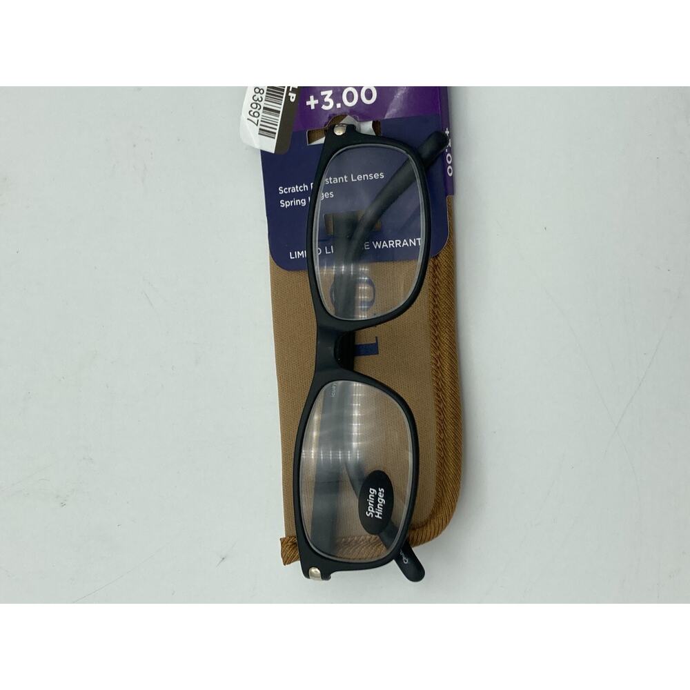 ICU Eyewear Henderson Black Reading Glasses Readers with Case +3.00